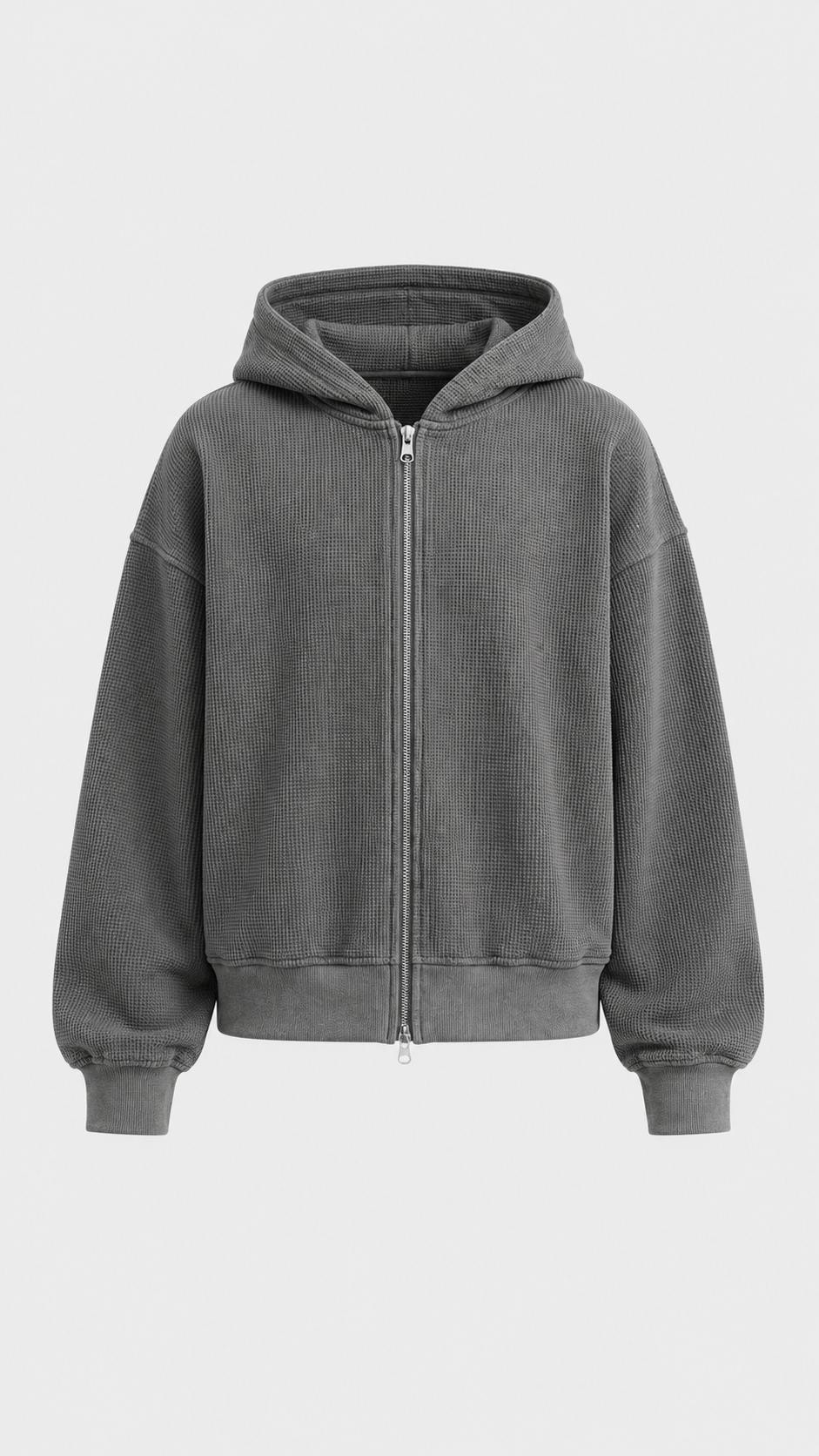 Cropped Thermal Zip Hoodie