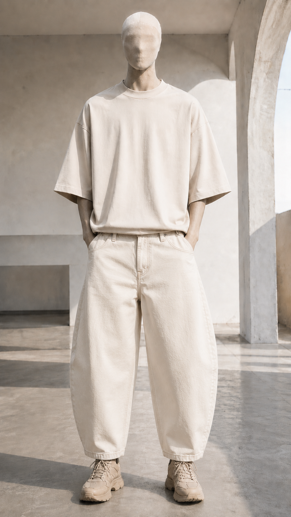 Ecru Barrel Leg Jean