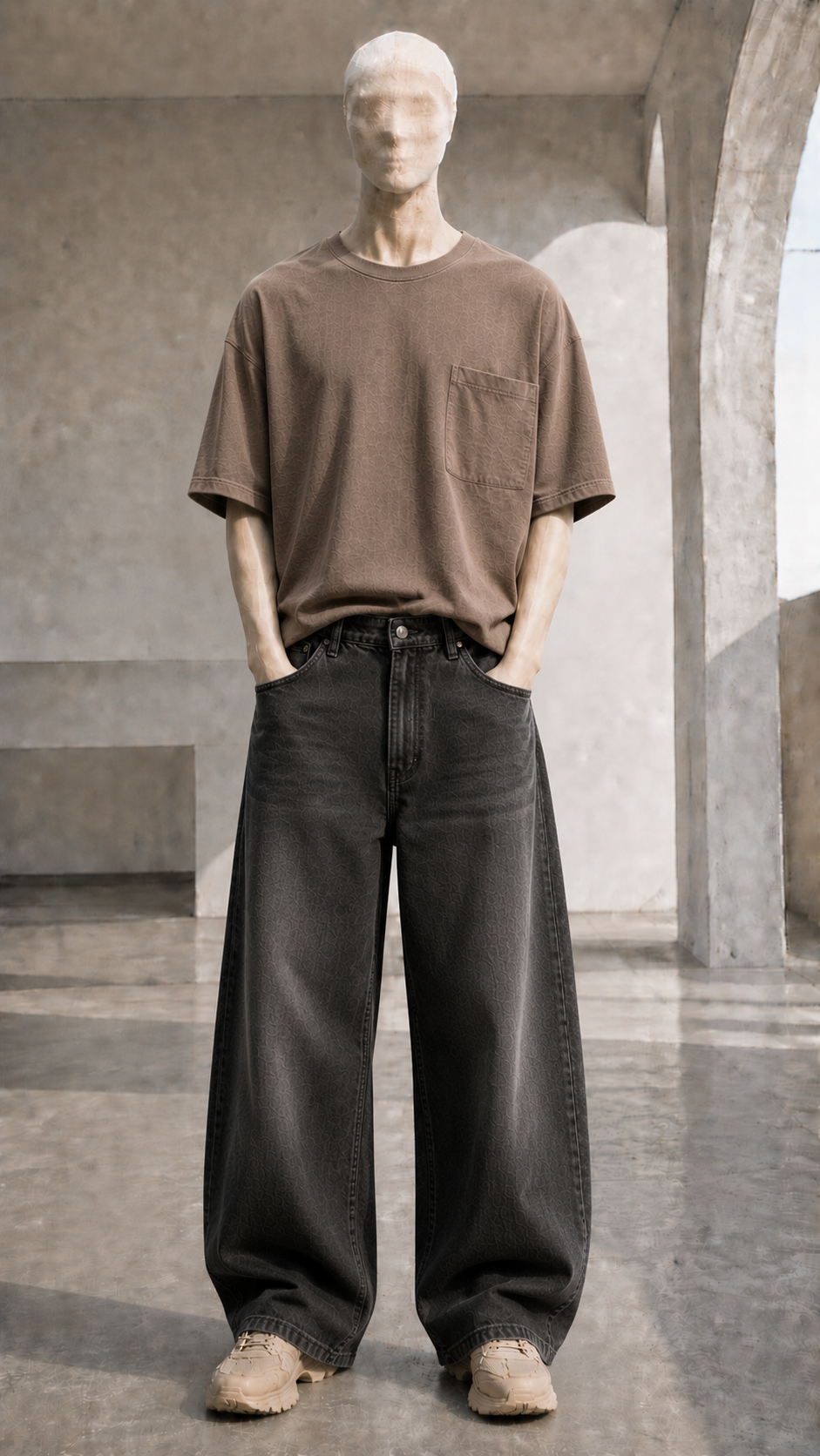 Faded Black Wide Leg Jean