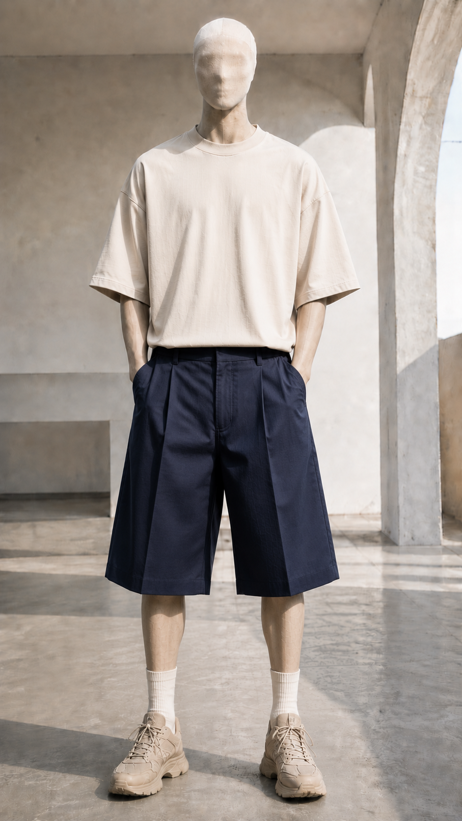 Pleated Twill Studio Short